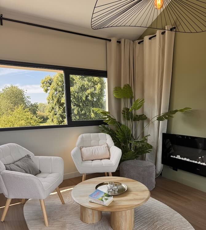 Salon cosy du gite 2 personnes le Belvedère en bord de Loire